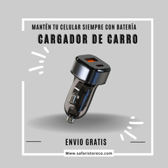 🔋 Cargador de Carro Rápido Doble Puerto USB-C + USB | Compatible iPhone y Android