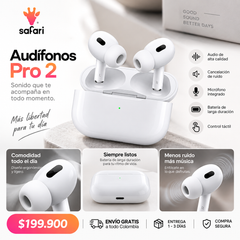 Audífonos Pro 2 inalámbricos con cancelación de ruido, micrófono y estuche de carga | Safari Store Colombia