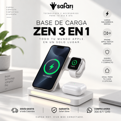 Base de carga inalámbrica 3 en 1 Safari ZEN para iPhone, Apple Watch y AirPods – Safari Store Colombia